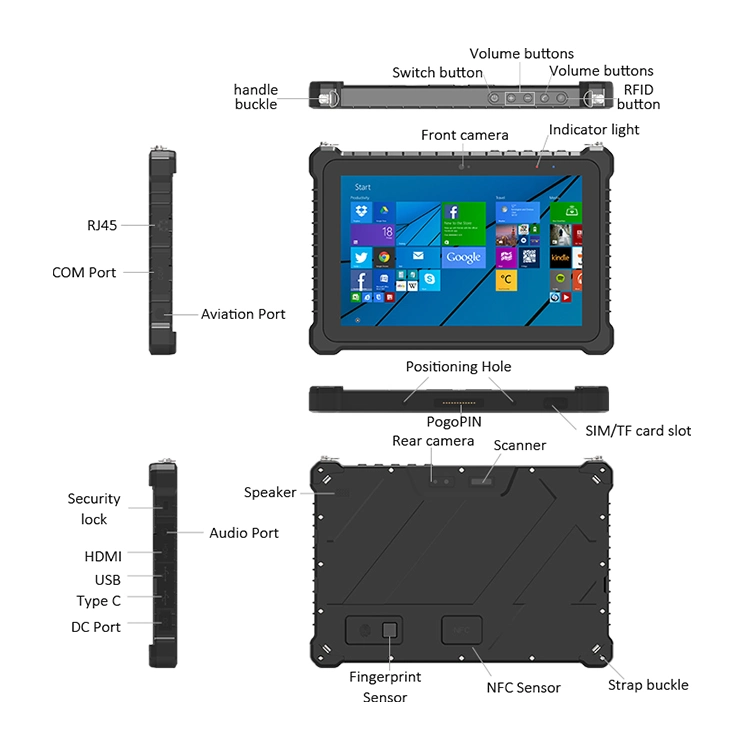 Senke Gigabit Ethernet 10.1&quot; 1200*1920 IPS Screen Windows 10 11 IP67 Waterproof Fully Rugged Extreme Tablet PC