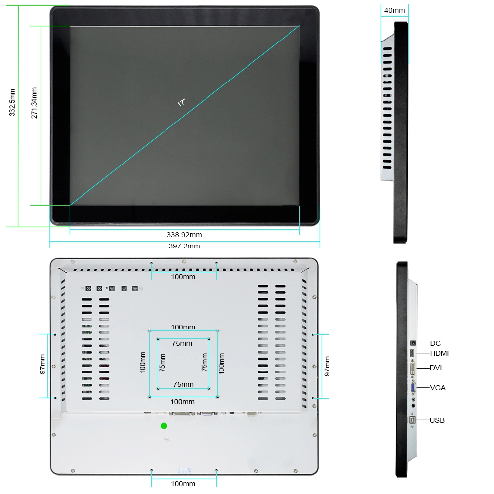 Cjtouch 17&quot;Open Frame Capacitive Touch Screen Monitor with Waterproof