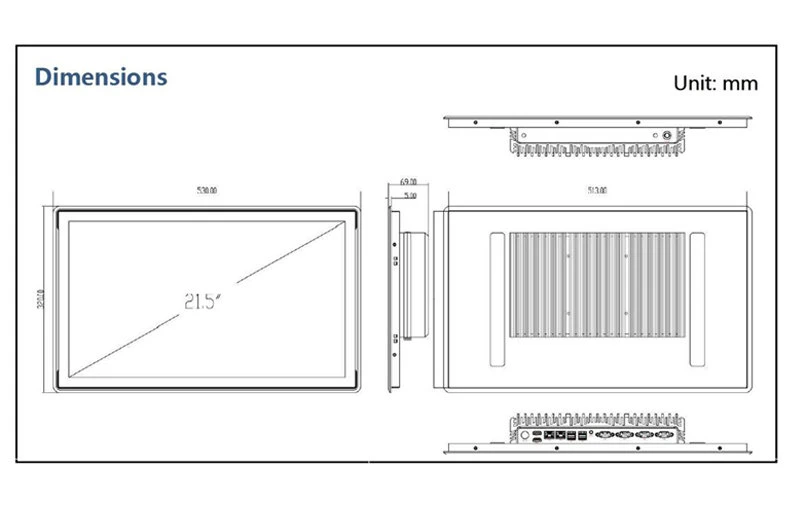 21.5&quot; I3 7100u Capacitive Touchscreen Industry Panel PC 4COM