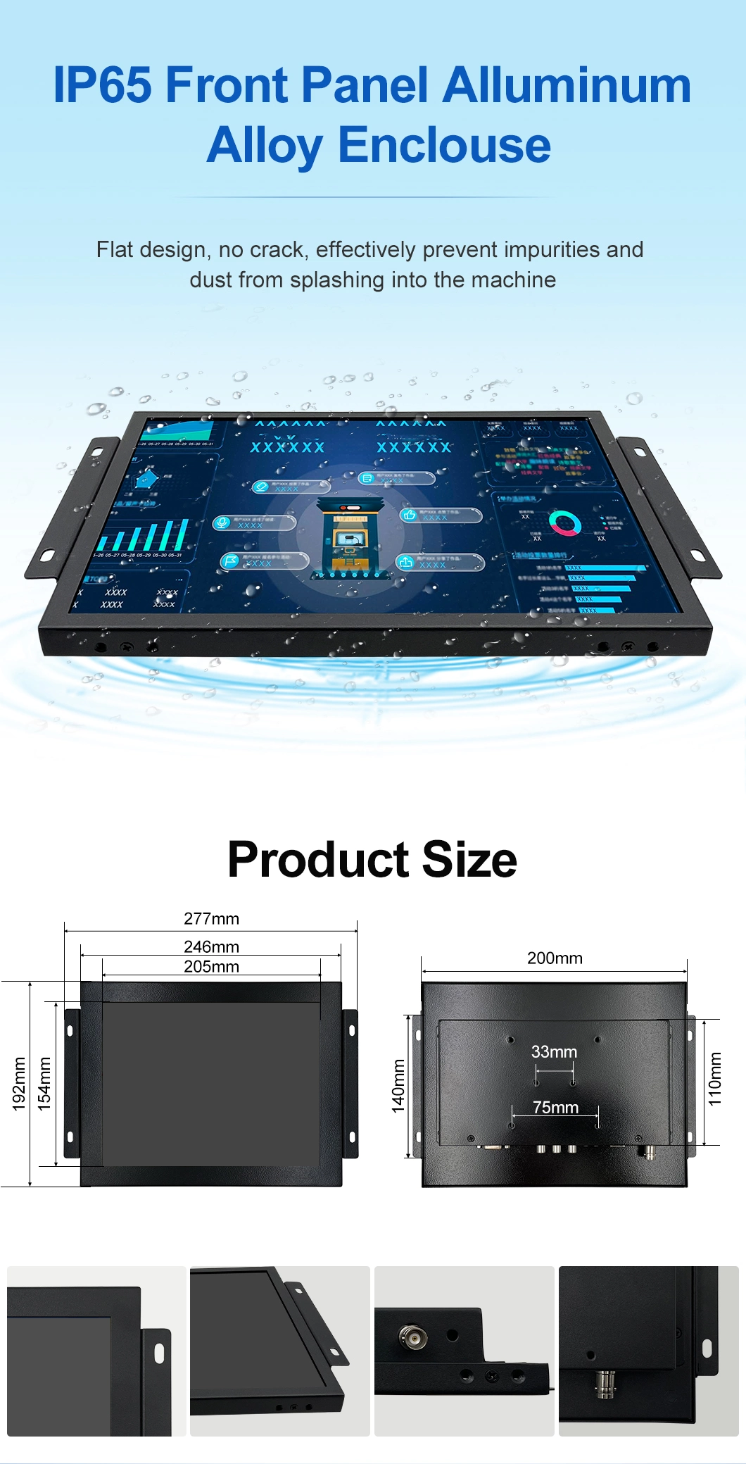 10&prime;&prime; 10.1&prime;&prime; Inch HDMI VGA AV BNC Non Touch Screen Metal Case TFT Open Frame Embedded OEM ODM Industrial LCD Monitor