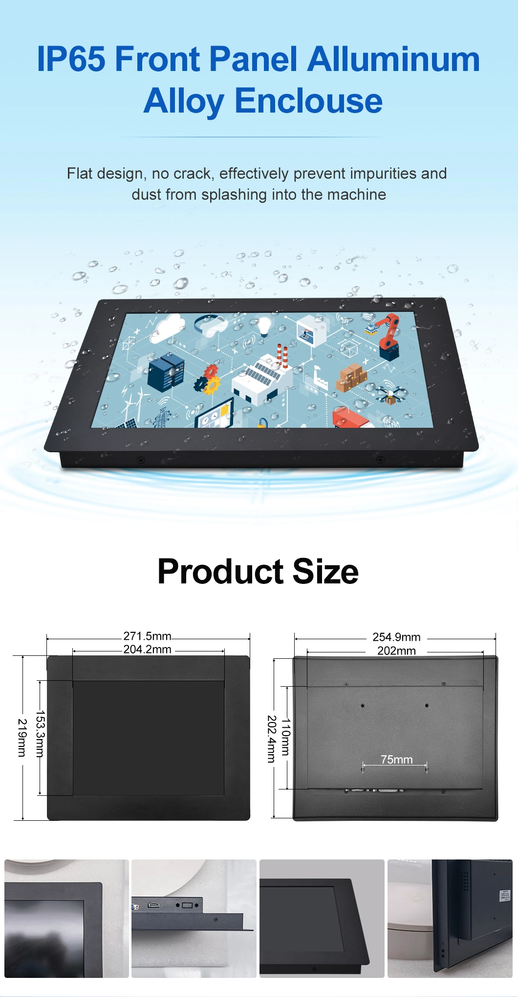 10&prime;&prime; Inch 800*600 HD-Mi VGA DVI Resistive Square Touch Screen Metal Case TFT Embedded OEM ODM Industrial LCD Monitor