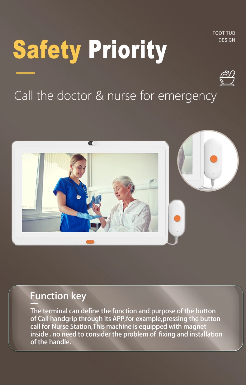 10&quot; Wall Mount Medical Hospital Patient Care Call Handle Poe Touch Android Tablet All in One PC