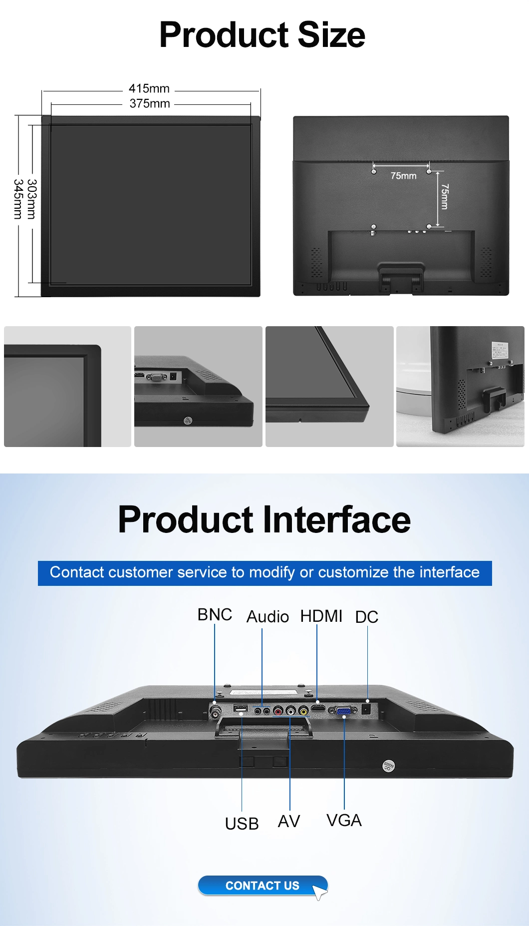 19&quot; 19.2&quot; POS CCTV Vehicle Computer PC with Touch Panel TFT LED Screen Vesa Wall Desktop HDMI VGA Port for Industrial Medical