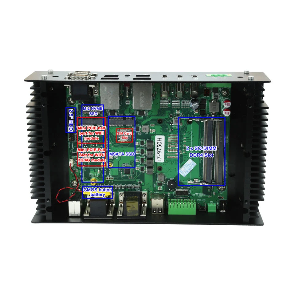 Fanless Industrial Mini PC with Gpio Core I5 10200h 2X 2.5gbe LAN 6*COM 3*Display 4G Win11 Rugged Mini Computer