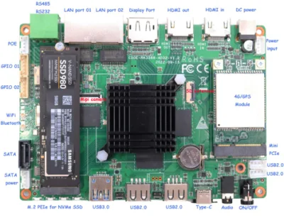 Mekotronics R58X-4G Mini PC M. 2 Pcie Nvme HDMI Input Linux 6 Tops 16+128g